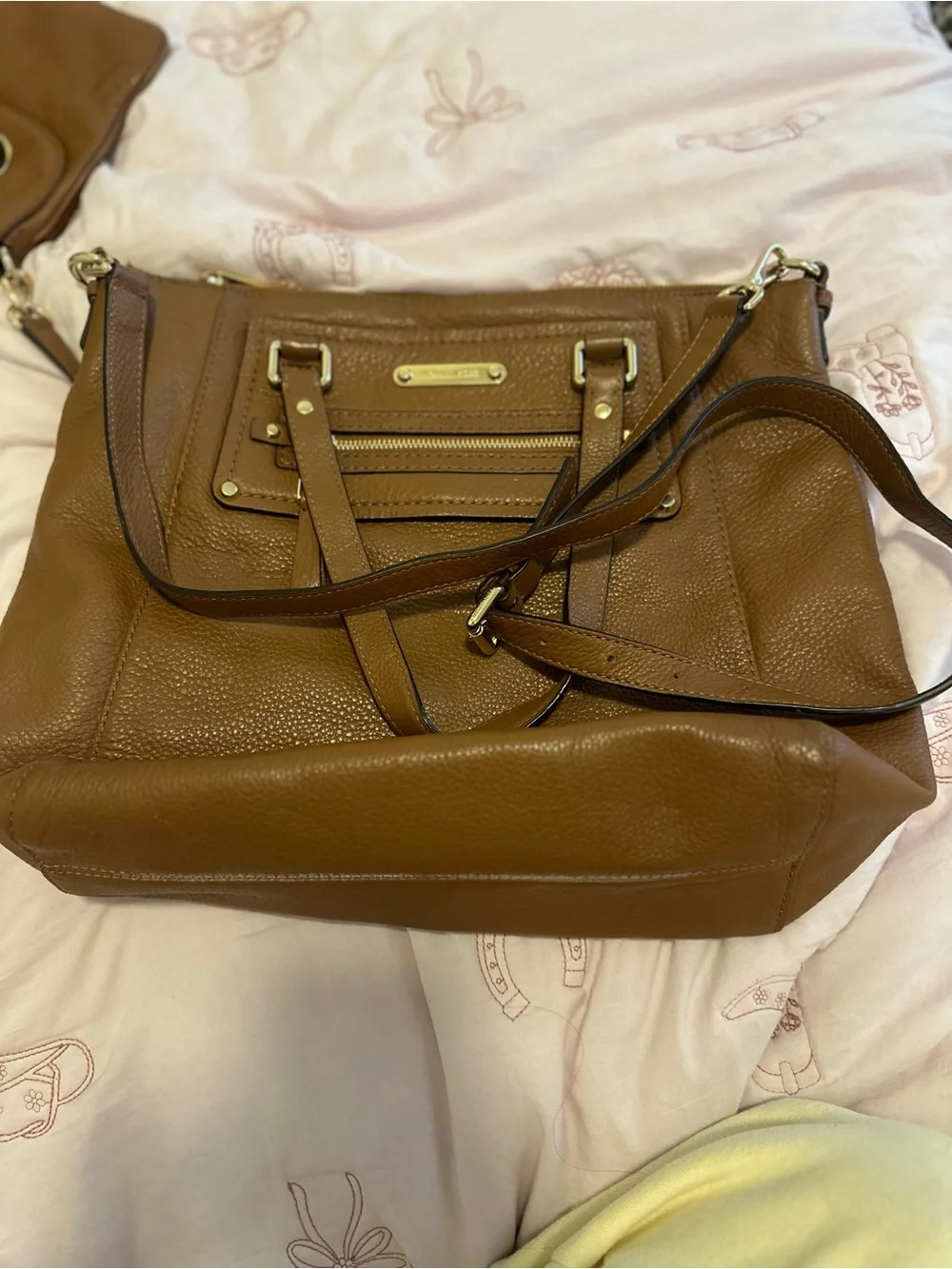 Michael Kors Brown Leather Satchel with Gold Hardware